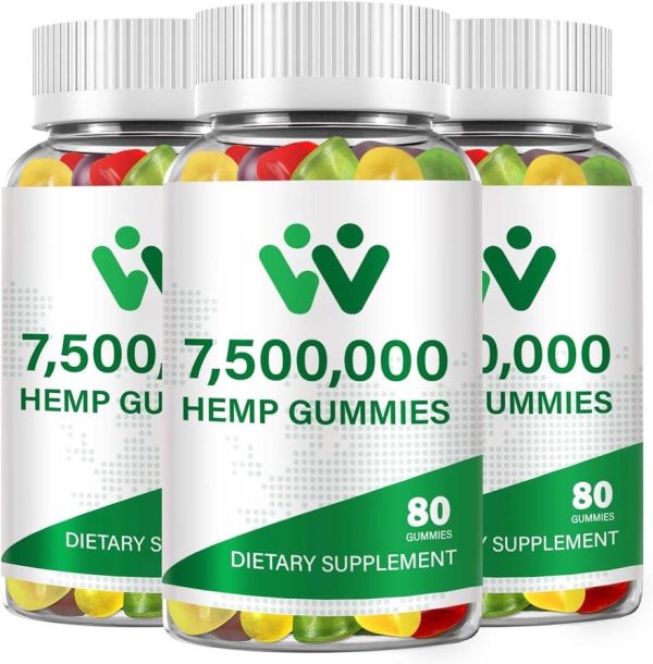 Wachray Organic Hemp Gummies (3 packs) 7,500,000 High Strength  - High Potency Hemp Oil Infused Gummiеs - Natural Hemp Candy  Supplements - 240 Gummiеs.